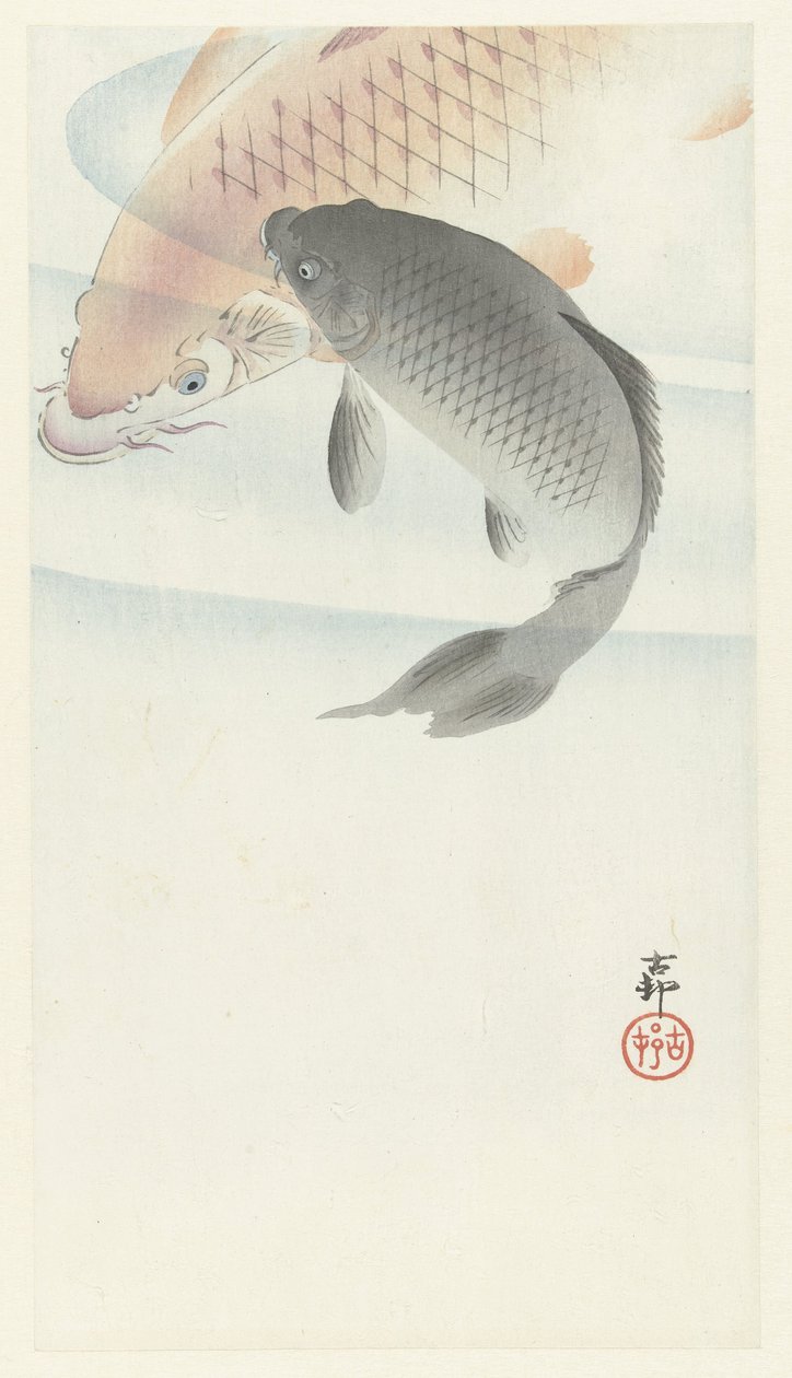 Två karpar av Ohara Koson