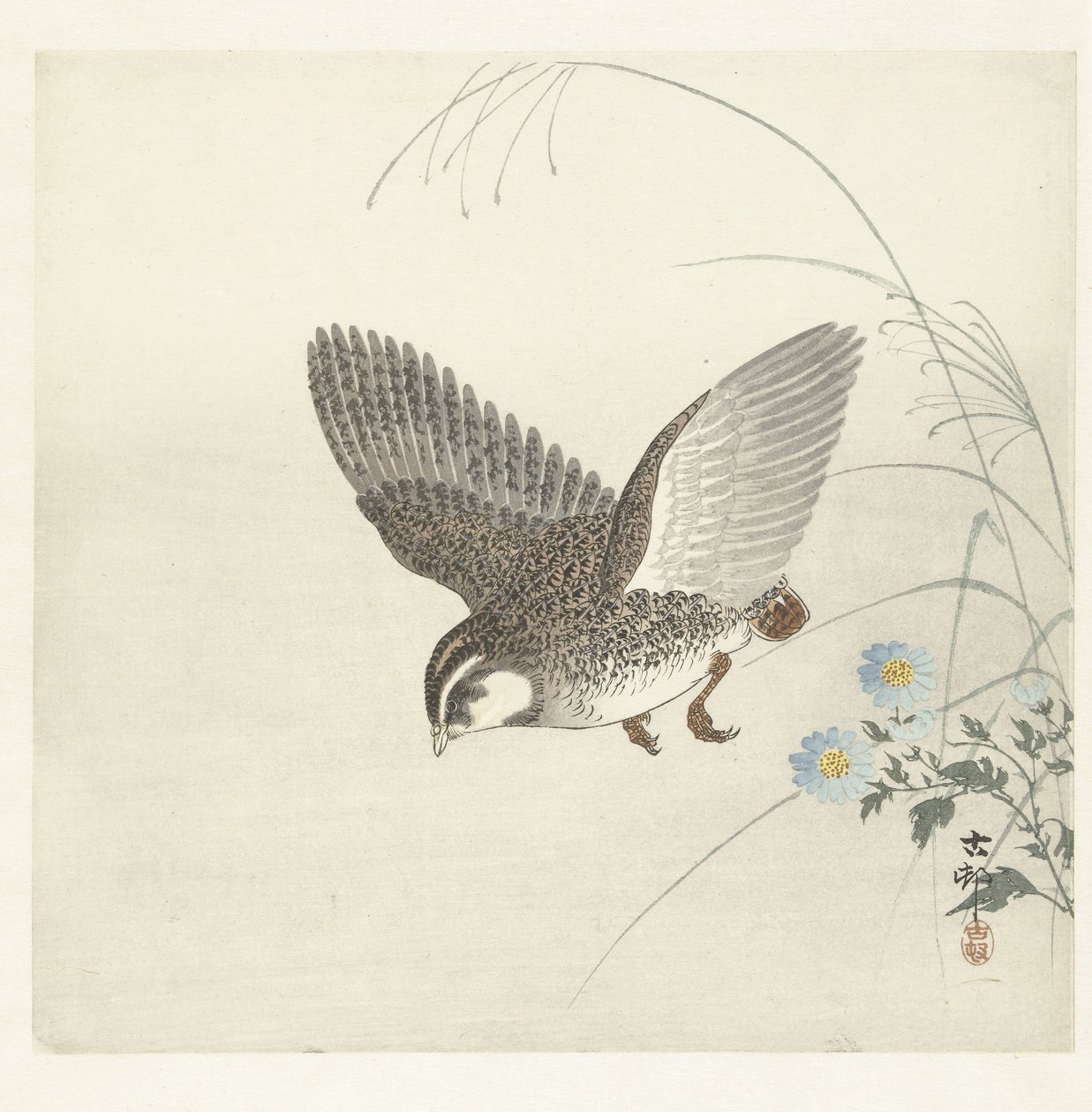 flygande vaktel av Ohara Koson