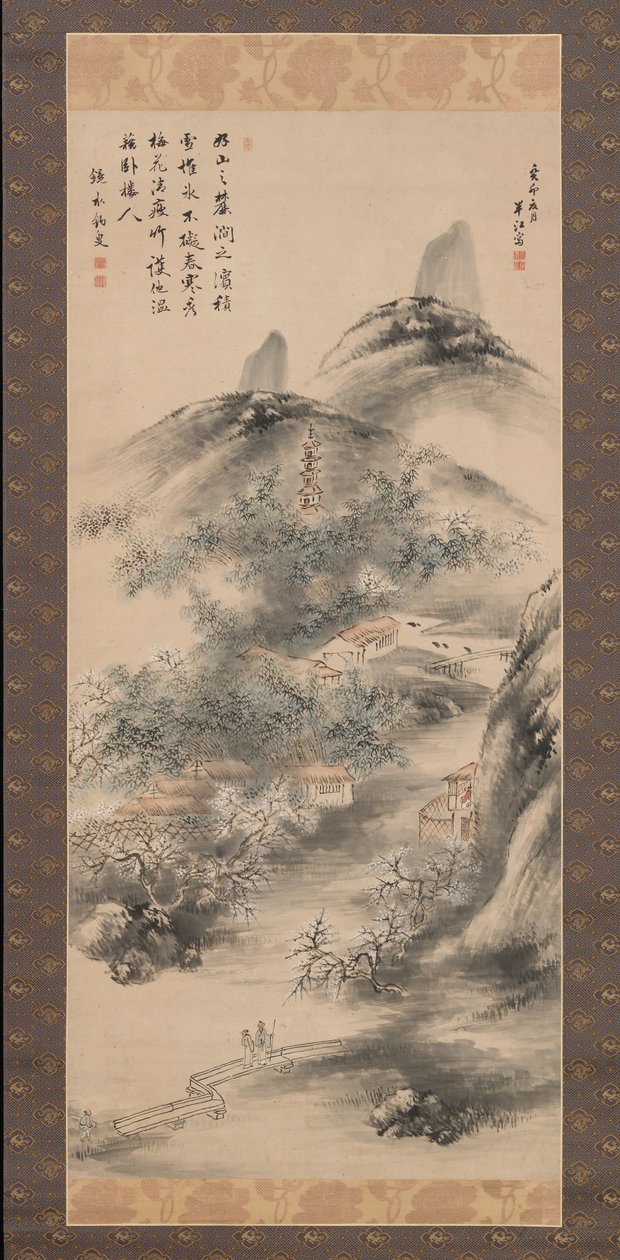 Bambu och plommon tidigt på våren, 1843. av Okada Hanko