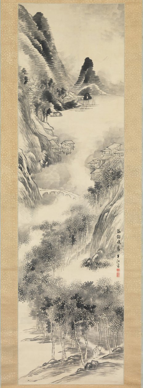 Misty Dawn at the Seashore, 1800-talet. av Okada Hanko
