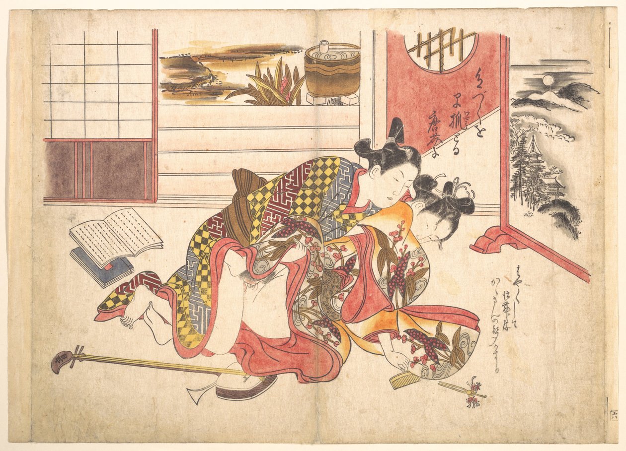 Sovrumsscen av Okumura Masanobu