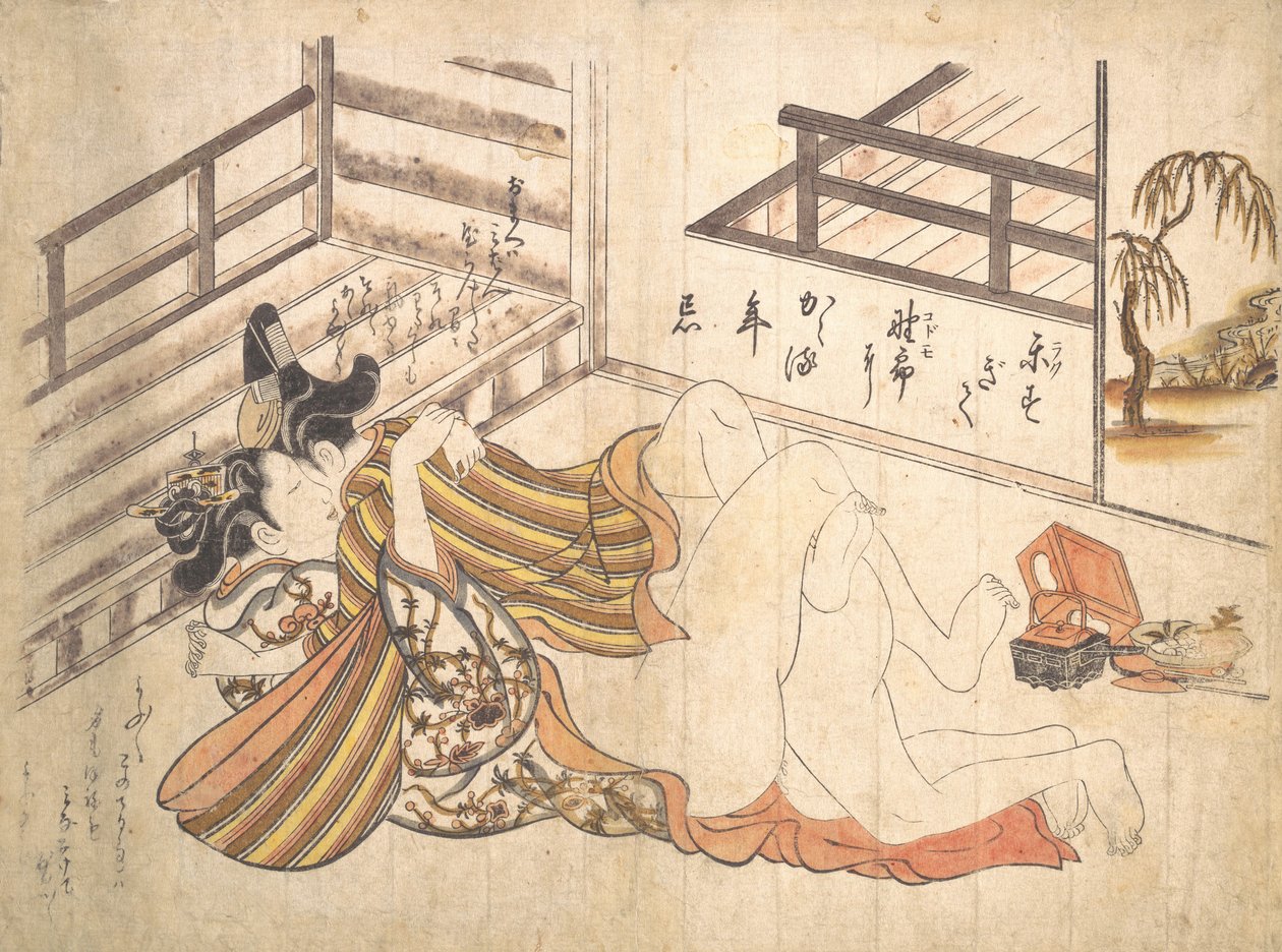 Sovrumsscen, ca. 1739., ca. 1739. av Okumura Masanobu