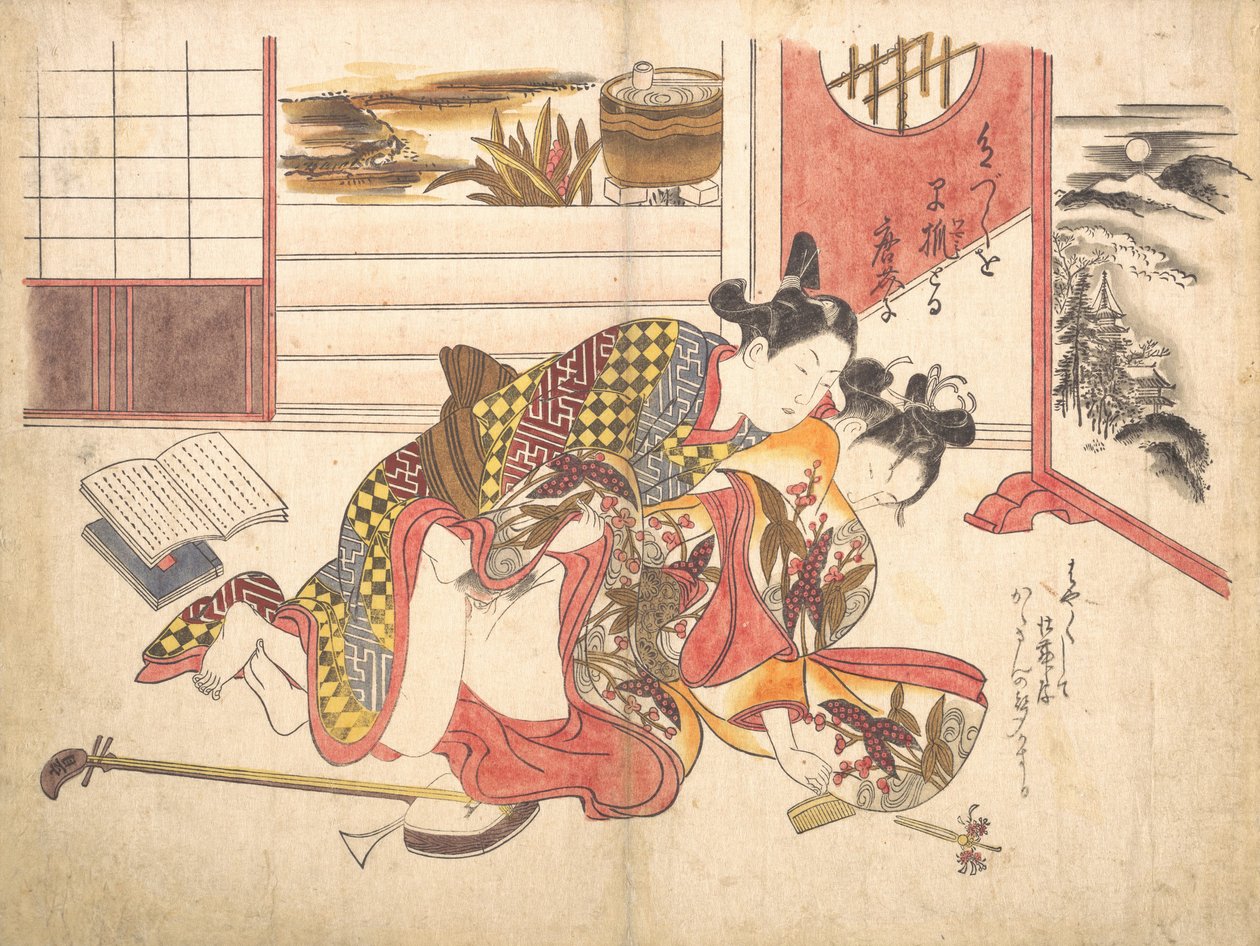 Sovrumsscen, ca. 1739., ca. 1739. av Okumura Masanobu