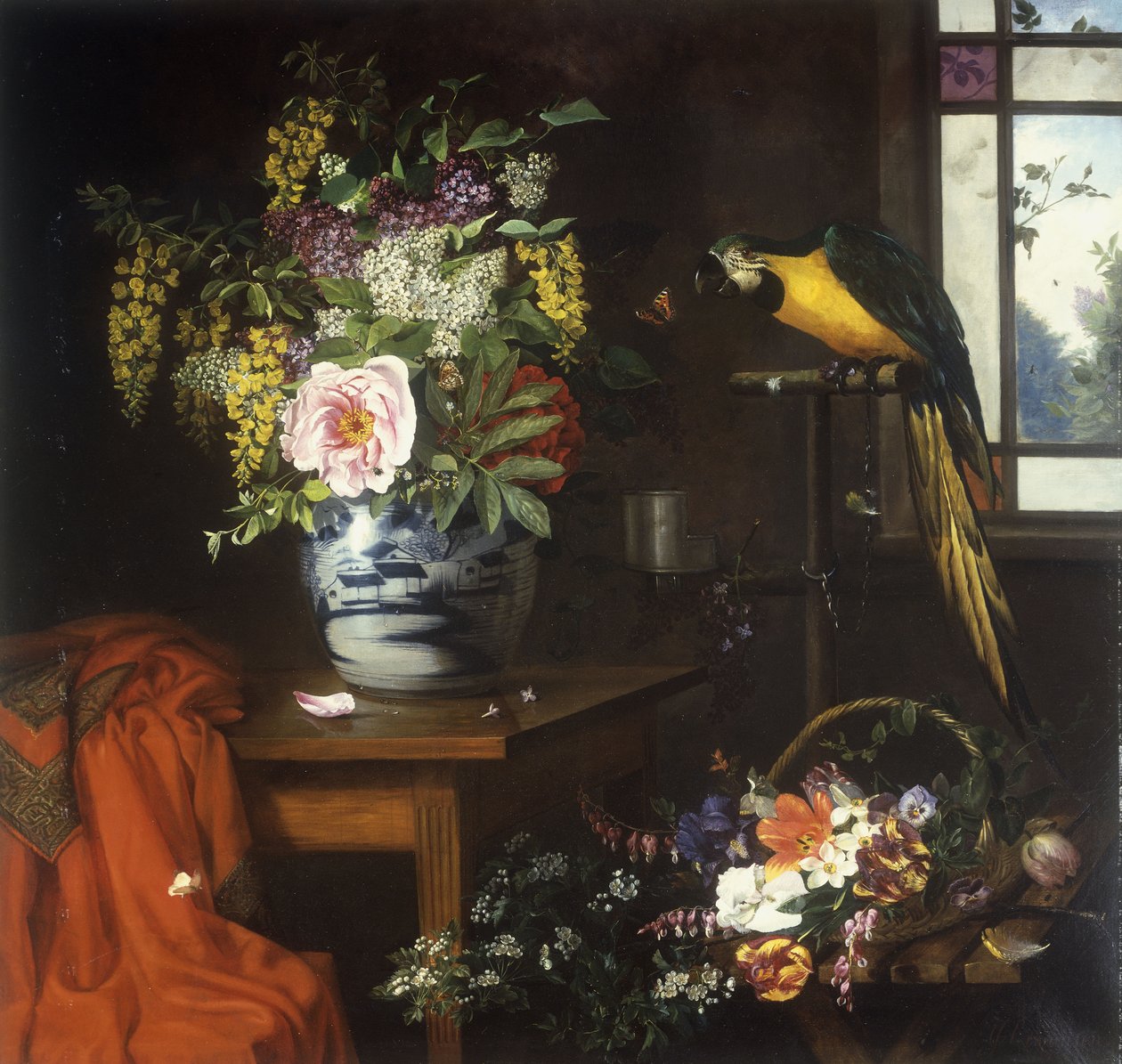 Stilleben med en vas med blommor, 1874 av Olaf August Hermansen