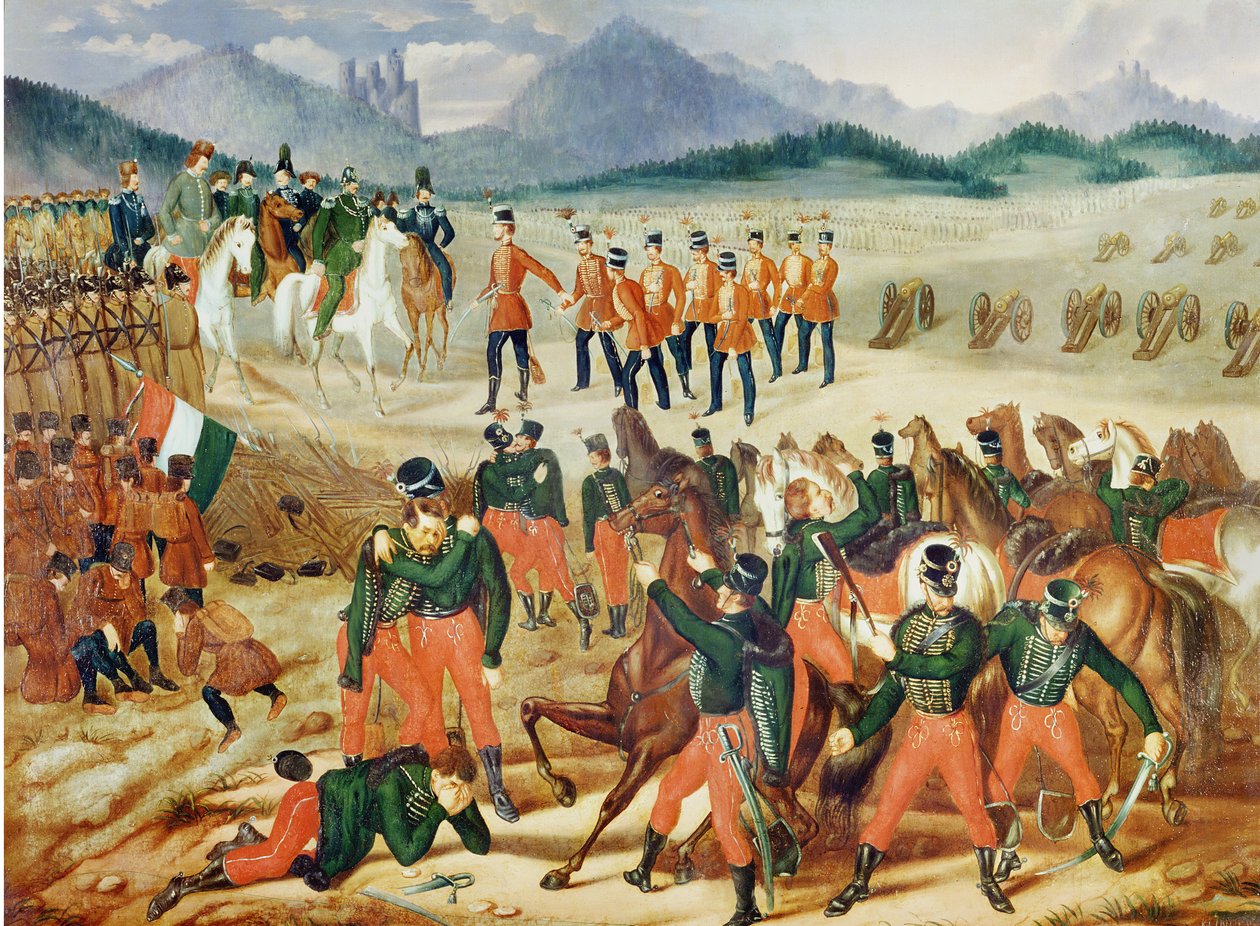 De ungerska rebellernas nederlag i Vilgos den 13 augusti 1849, 1850 av Olajfestmenye Klinovszki