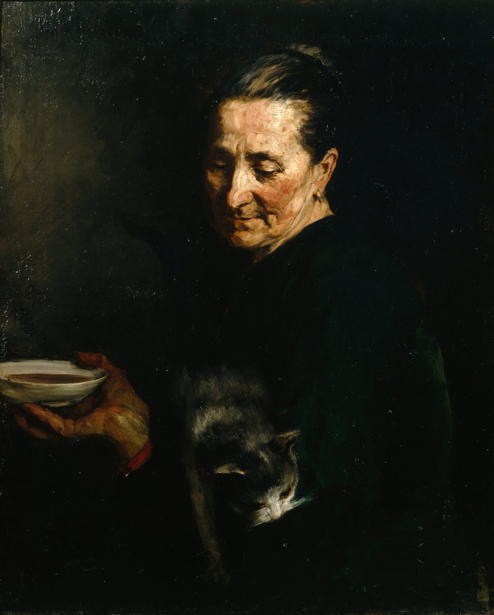 Kvinna med en katt av Olav Rusti