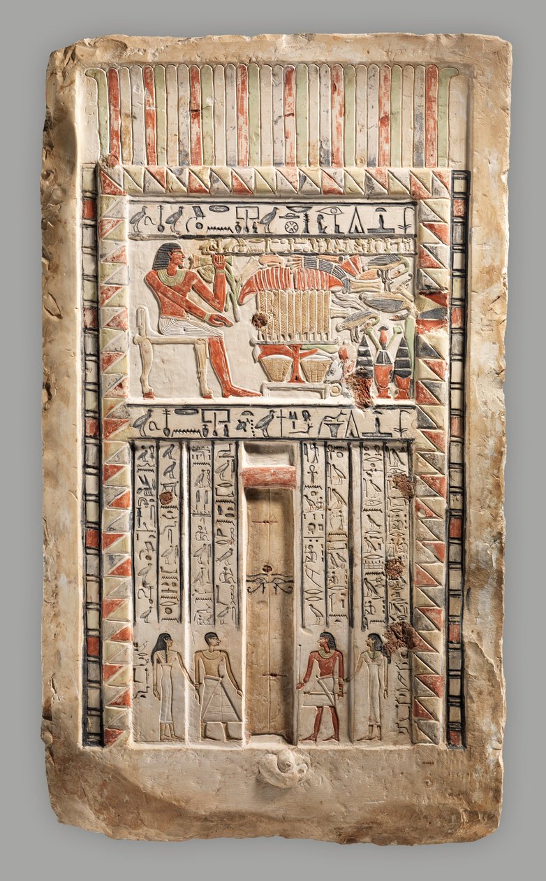 False Door of the Royal Sealer Neferiu, c.2150–2010 BC (kalksten, färg) av Old Kingdom Egyptian