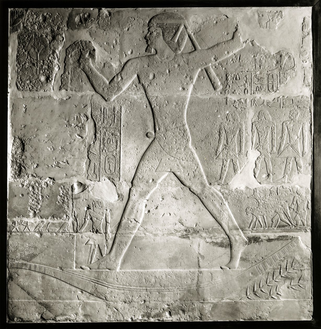 Adel på jakt vid Nilen, 2600-2500 f.Kr. (kalksten) av Old Kingdom Egyptian