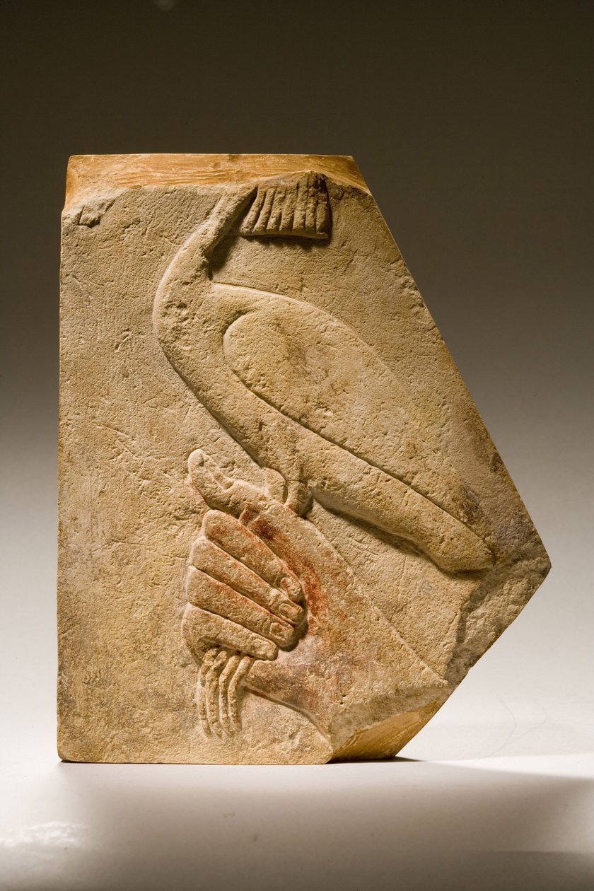 Relieffragment av en Akh-fågel (kalksten) av Old Kingdom Egyptian