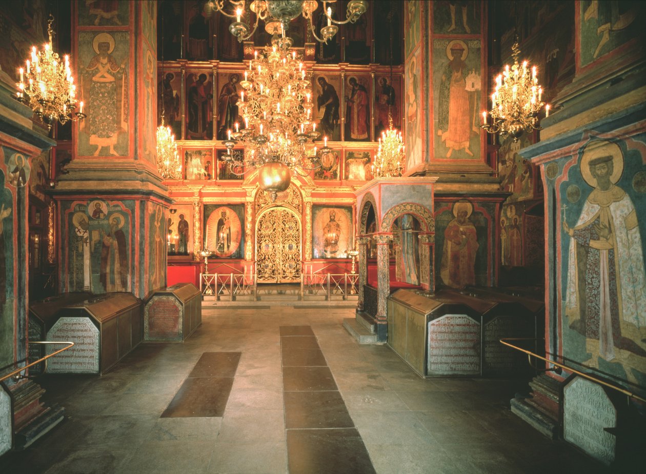 Interiör av ärkeängeln Michael-katedralen i Kreml, 1679-1681 av Old Russian Architecture
