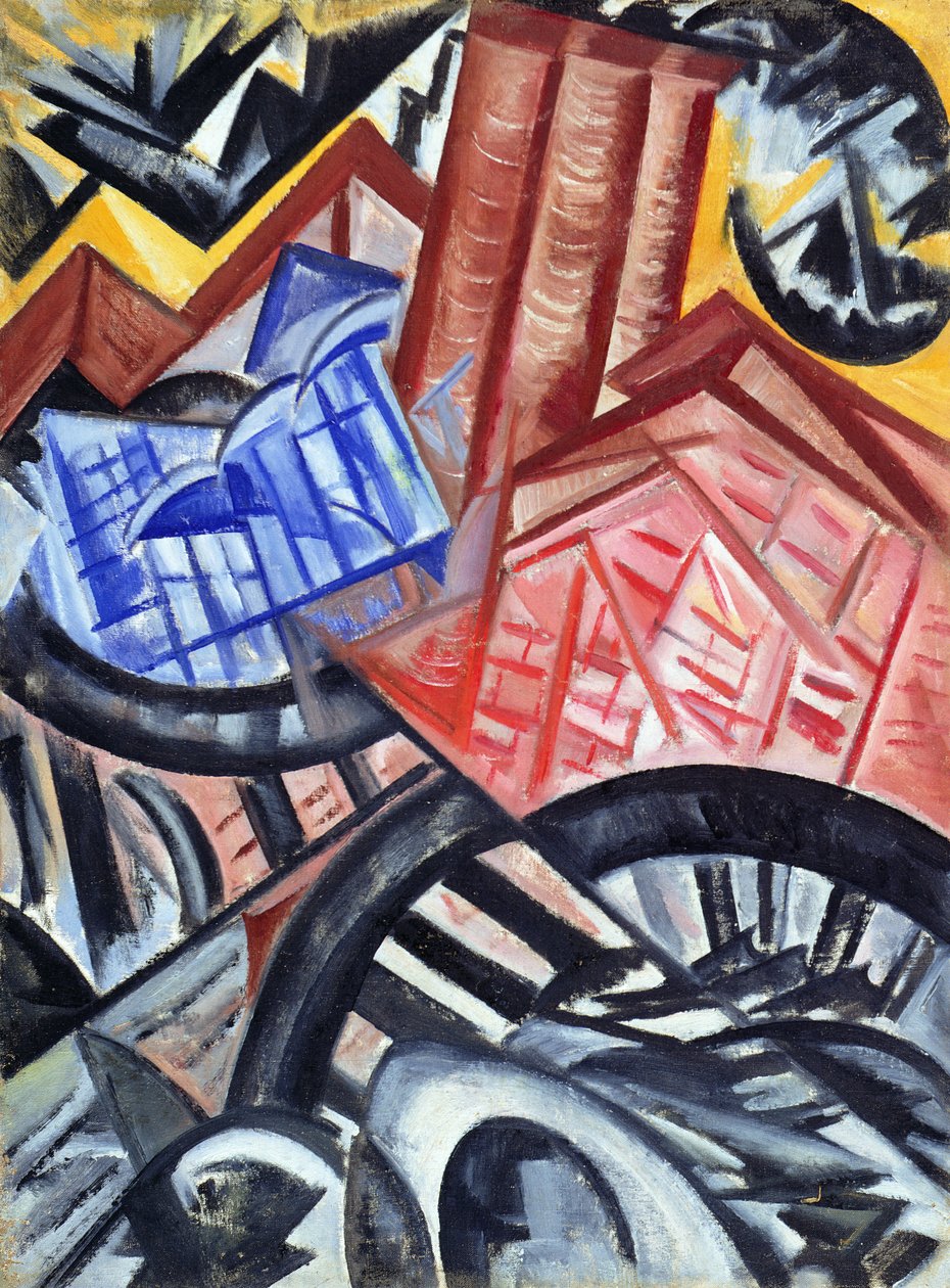 Fabriken och bron, 1913 av Olga Rozanova