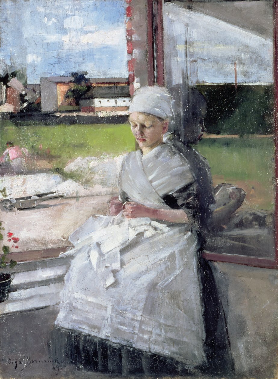 Breton Girl, 1889 olja på duk av Olga Boznanska