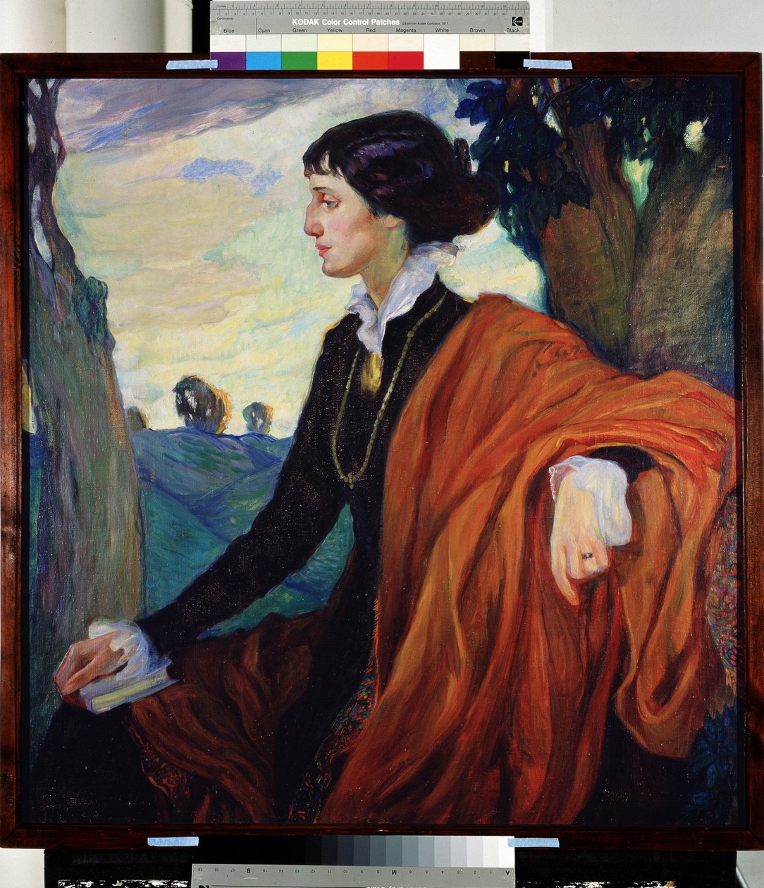 Porträtt av den ryska poetinnan Anna Akhmatova (Achmatova) (1889-1966) av Olga Lyudvigovna Della Vos Kardovskaya