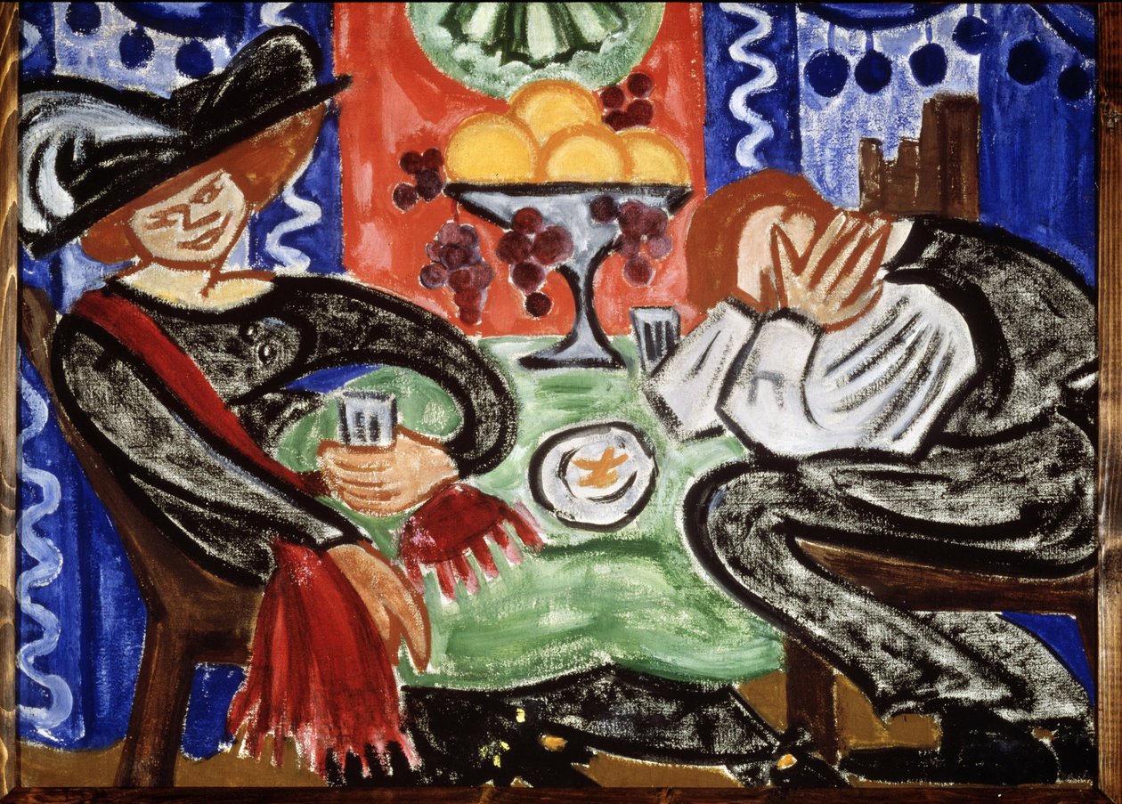 En un tsafe. (Yin A Tsafeh). Peinture de Olga Vladimirovna Rozanova (1886-1918), huile sir toile av Olga Wladimirowna  Rosanowa
