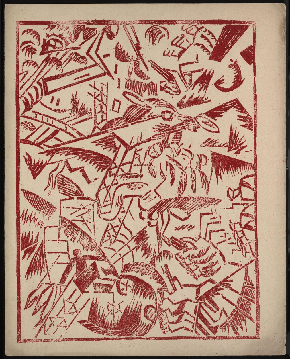 Illustration till boken The War av Aleksey Kruchenykh, 1916 av Olga Rozanova