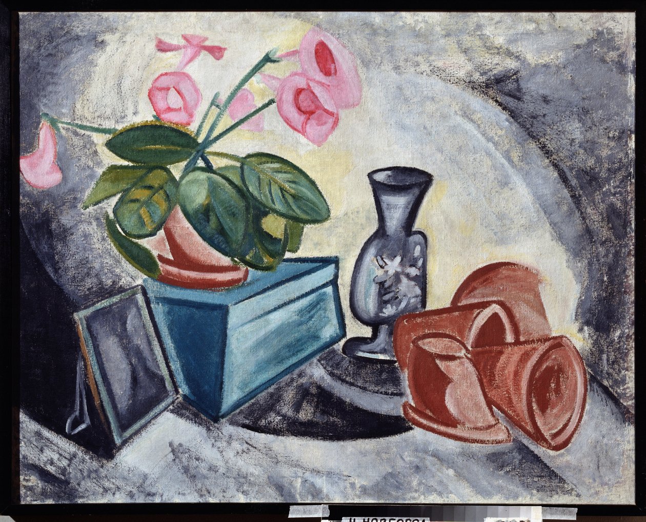 Stilleben med rosa blommor. Målning av Olga Vladimirovna Rozanova (1886-1918), olja på duk av Olga Wladimirowna  Rosanowa