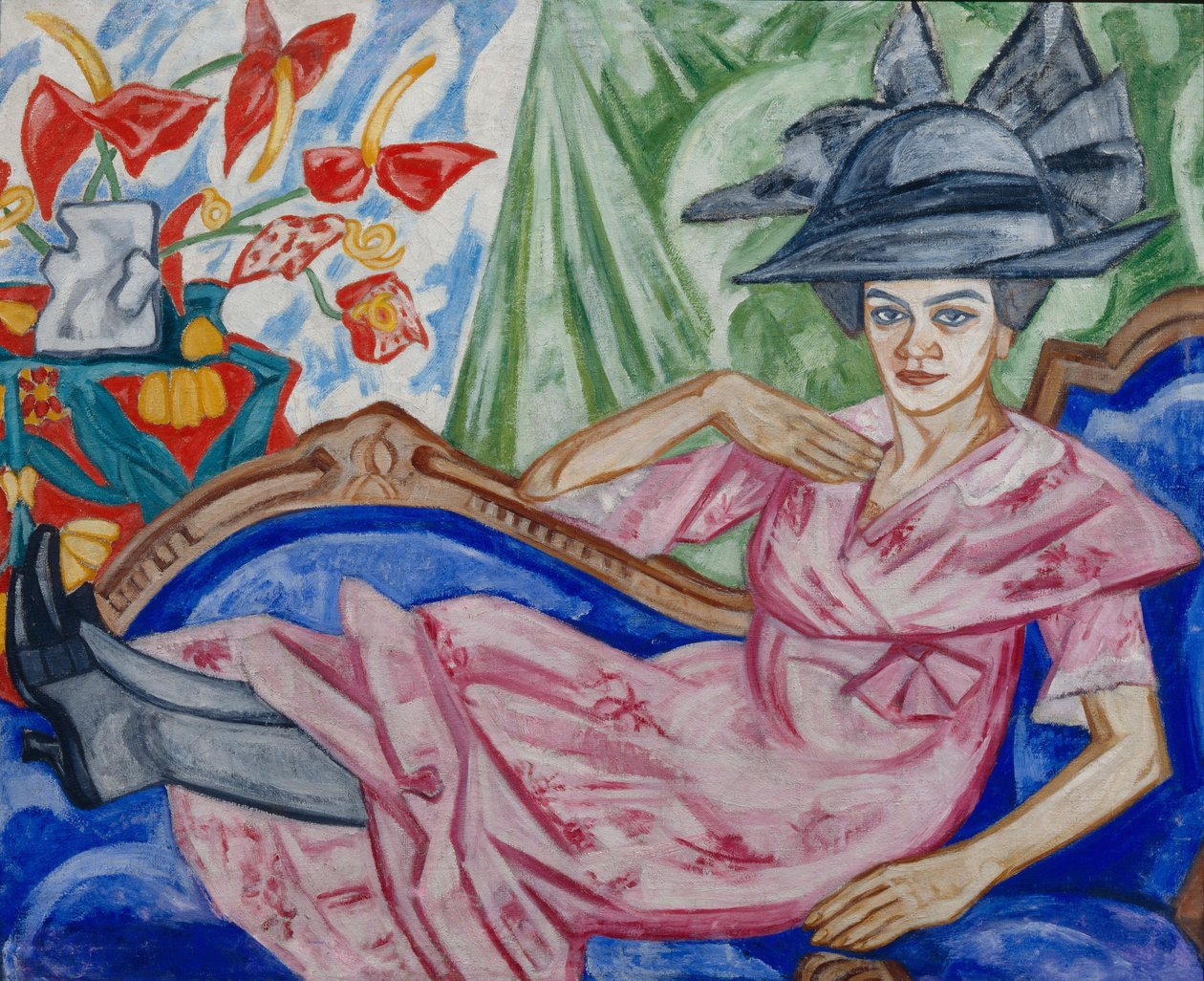 Porträtt av konstnärens syster, 1912 av Olga Rozanova