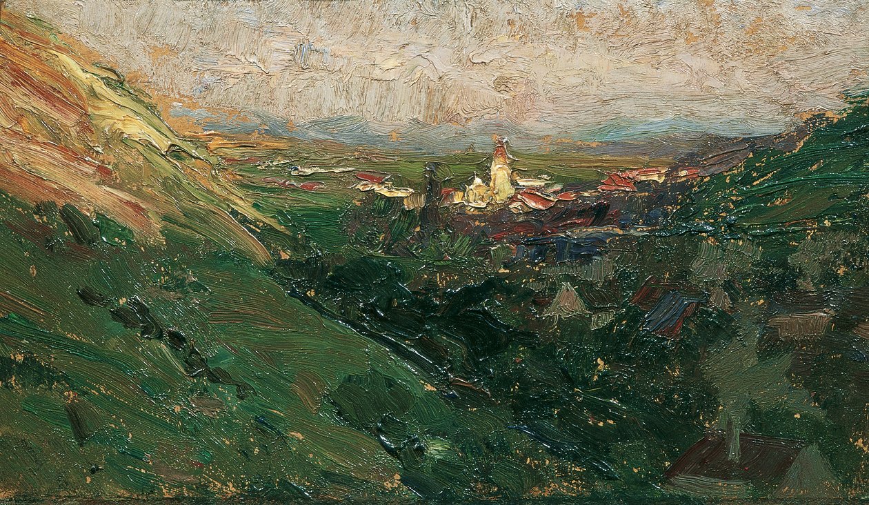 Utsikt över byn Kahlenberg av Olga Wisinger Florian