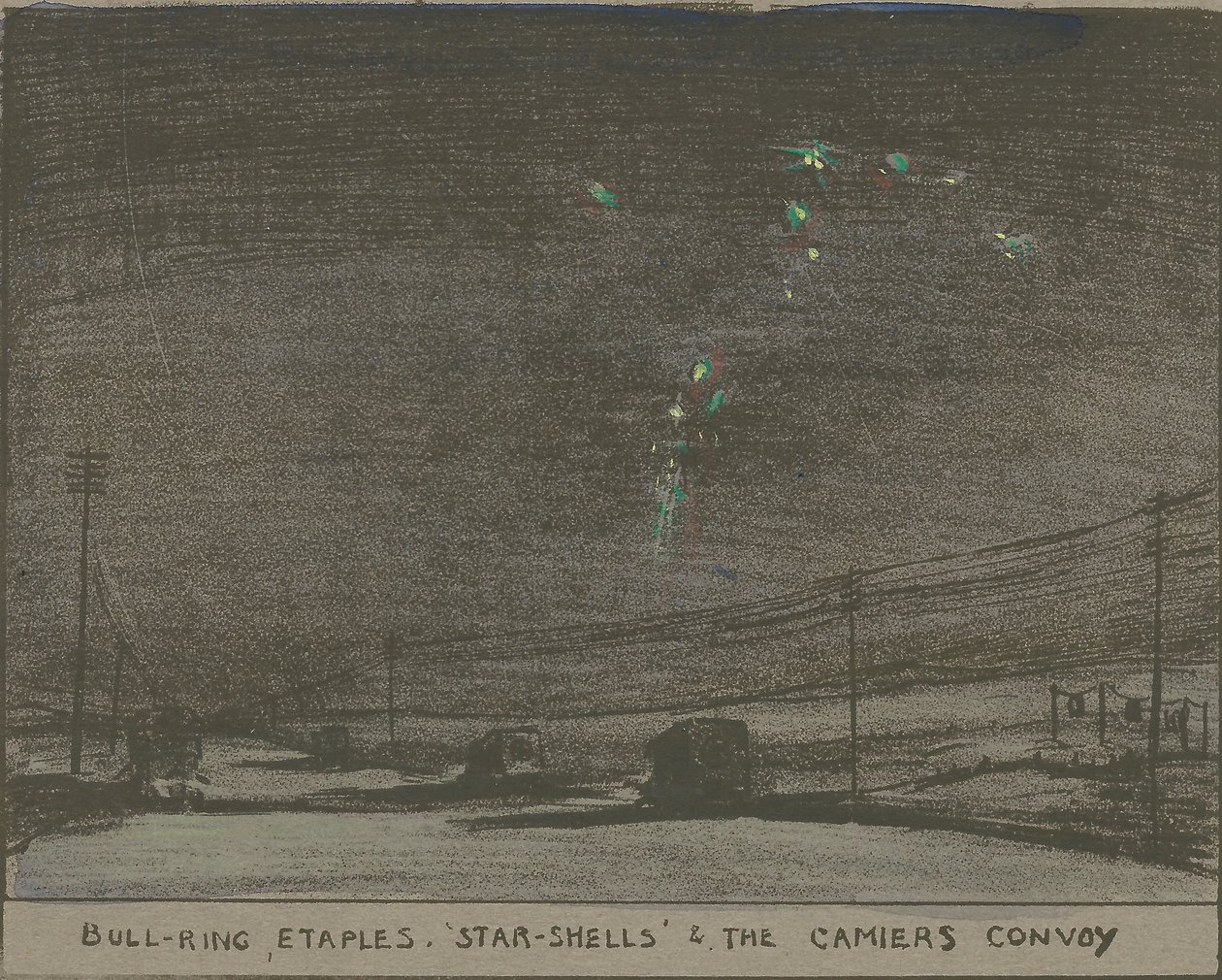 Bull-Ring, Etaples, Star-Shells och Camiers konvoj av Olive Mudie Cooke