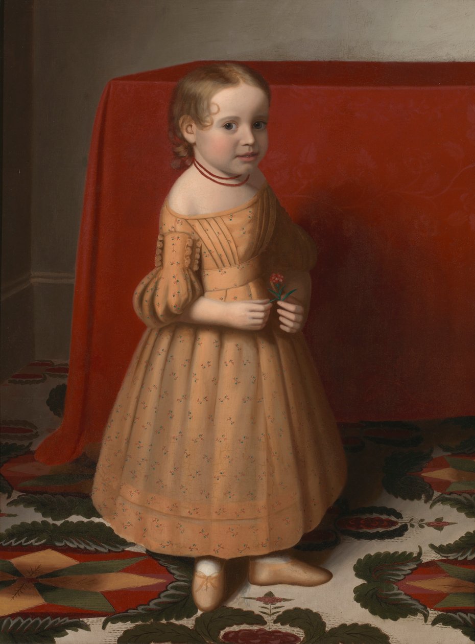 Porträtt av en ung flicka med ros, ca. 1838. av Oliver Tarbell Eddy