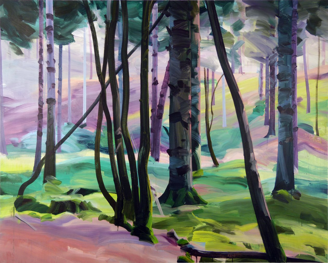 Forest 28,2017 (akryl på duk) av Olivier Morel
