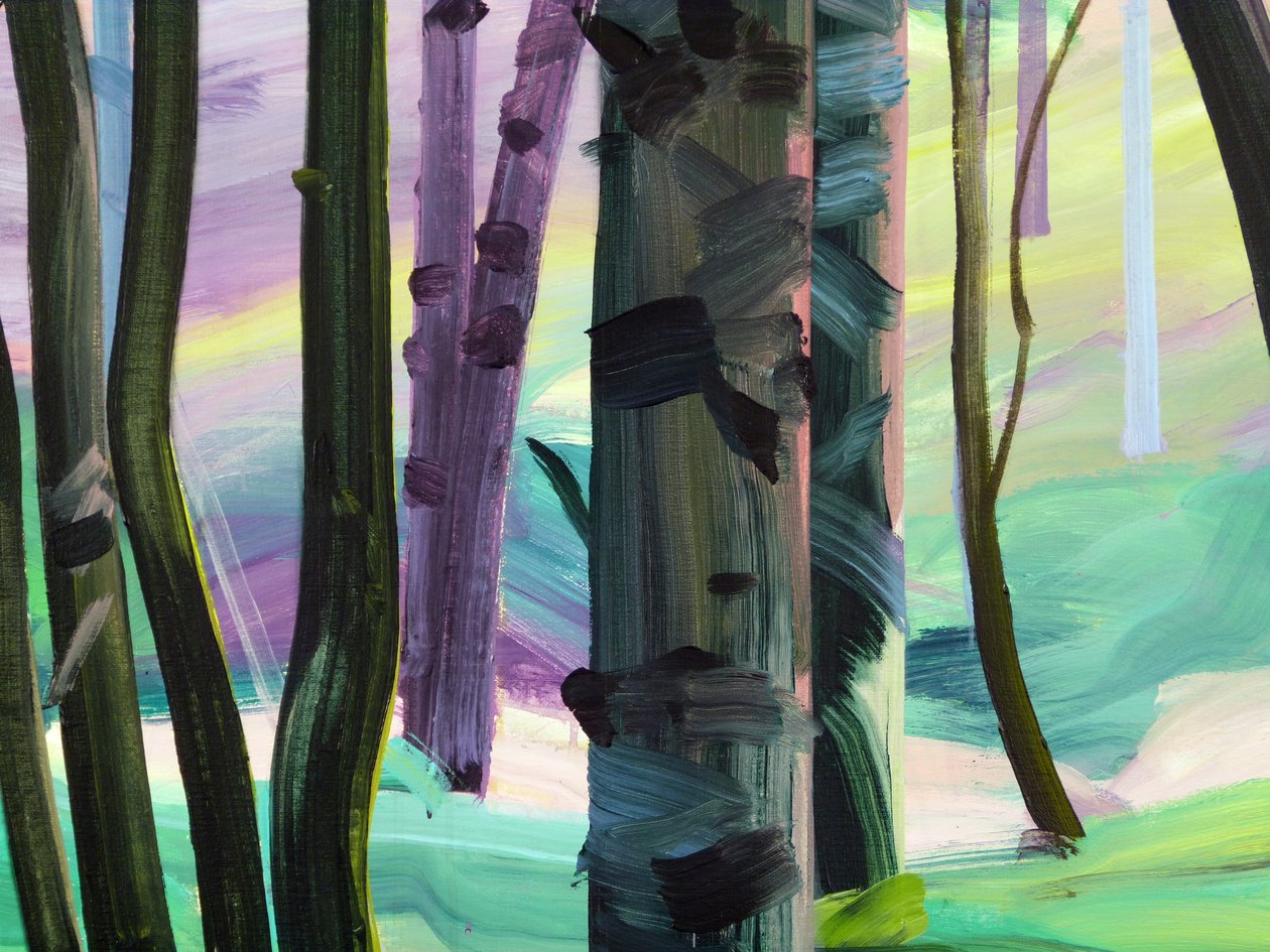 Forest 28, detalj, 2017 (akryl på duk) av Olivier Morel