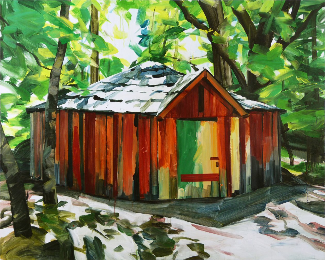 The house in the forest, 2014 (akryl på duk) av Olivier Morel