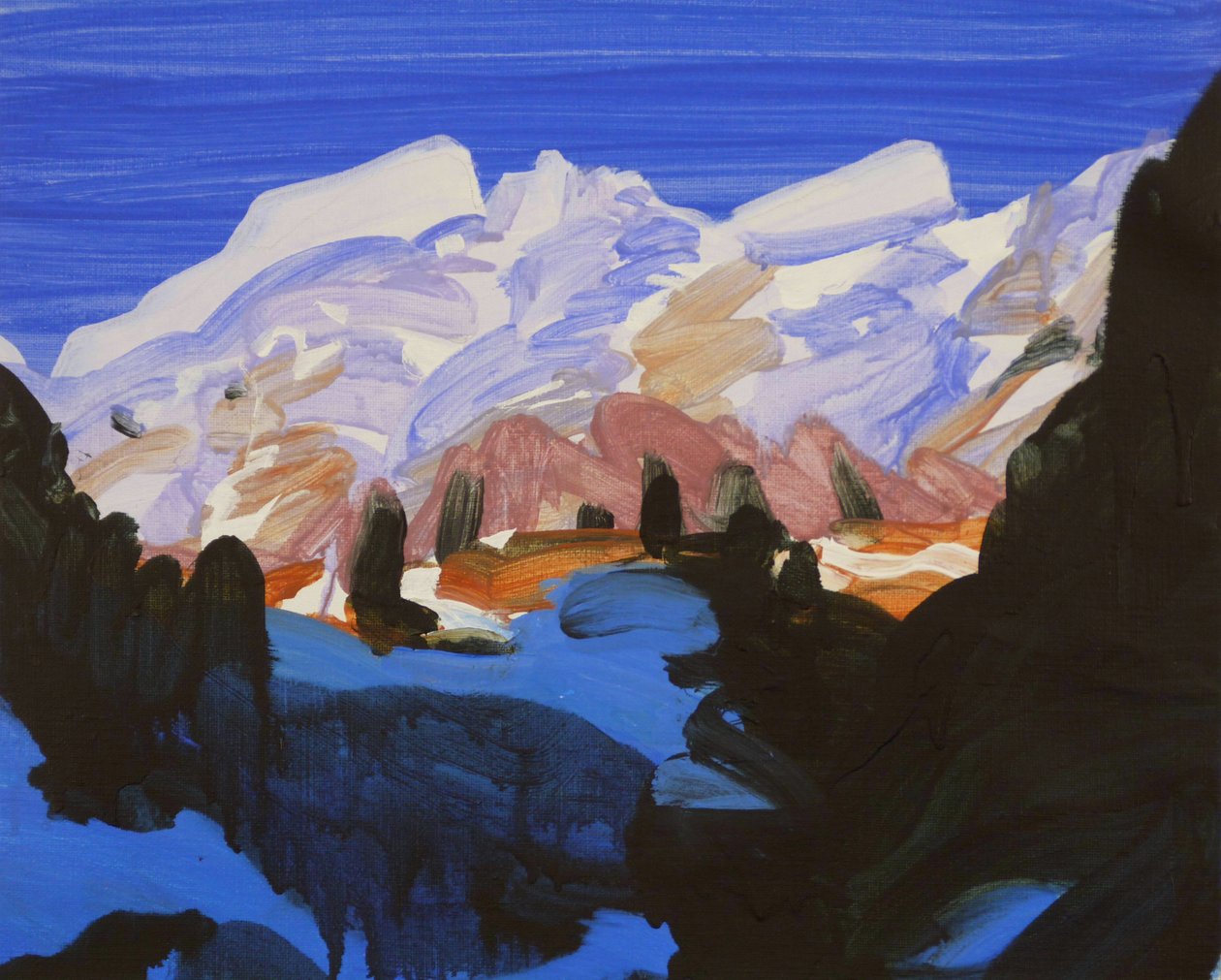Leukerbad 22, 2012 (akryl på duk) av Olivier Morel