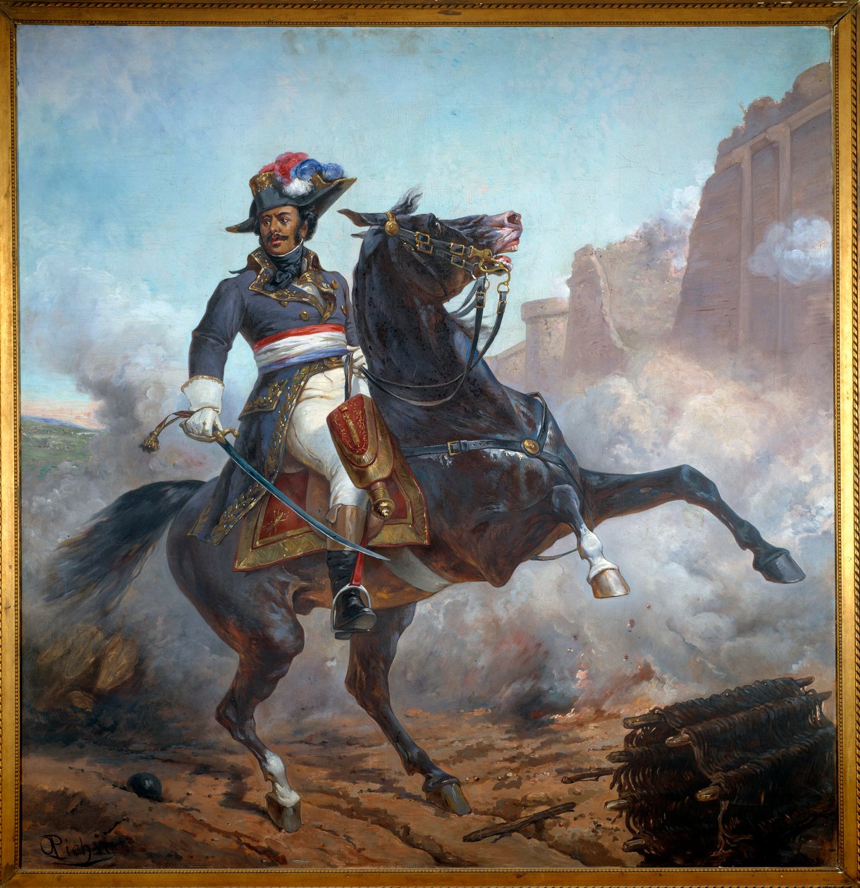 Ridsporträtt av general Alexandre Davy Dumas (1762-1806), far till Alexandre Dumas. Målning av Olivier Pichat (cirka 1825-1912) av Olivier Pichat