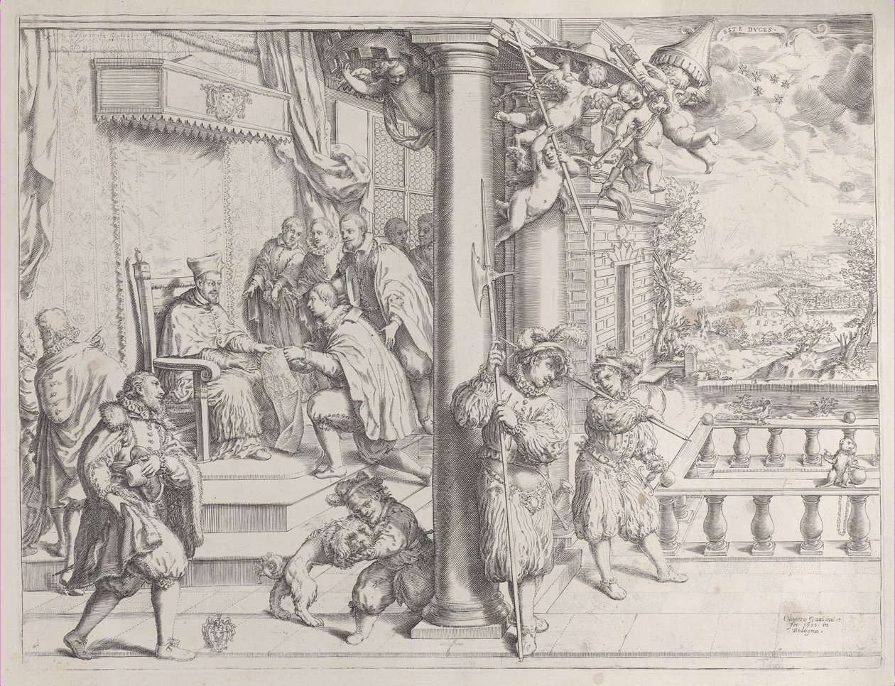 En ung man som presenterar sin avhandling för kardinal Aldobrandini, 1620., 1620. av Oliviero Gatti