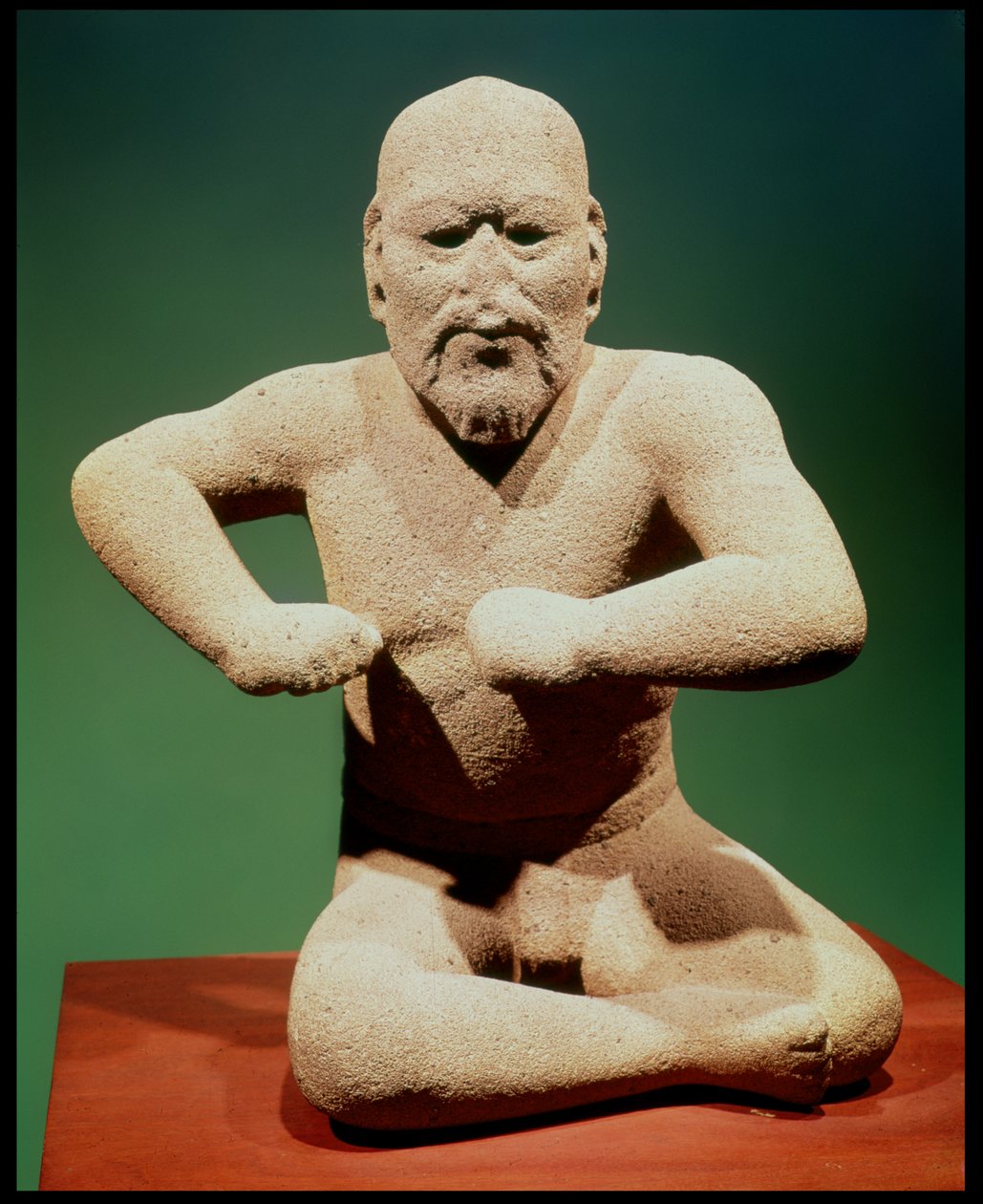 Statyett av en brottare av Olmec