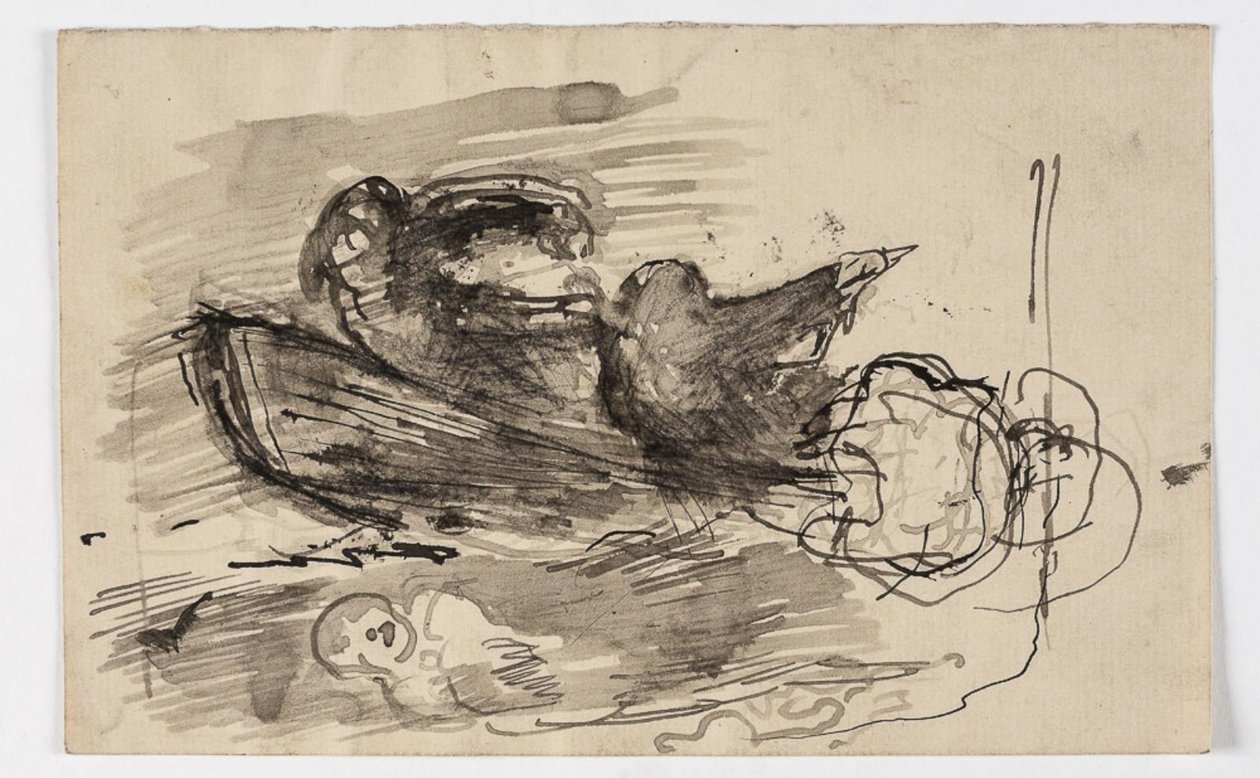 Studie för "Psyche bärs över Styx" (?) av Oluf Hartmann