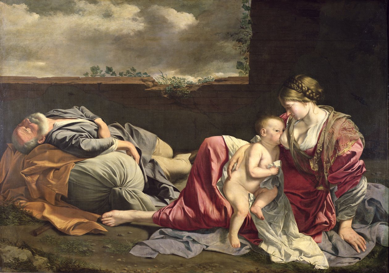 Resten på flykten till Egypten, 1628 av Orazio Gentileschi