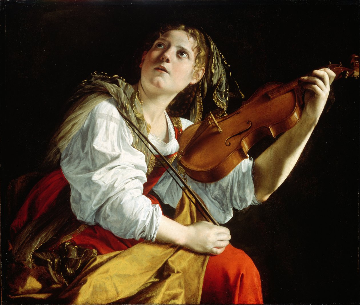 Ung kvinna med en fiol, ca 1612 av Orazio Gentileschi