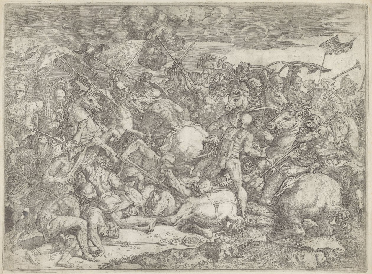 Slaget vid Milvian Bridge av Orazio Farinati (attributed to)