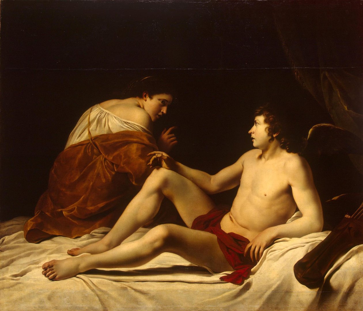 Amor och Psyke av Orazio Gentileschi