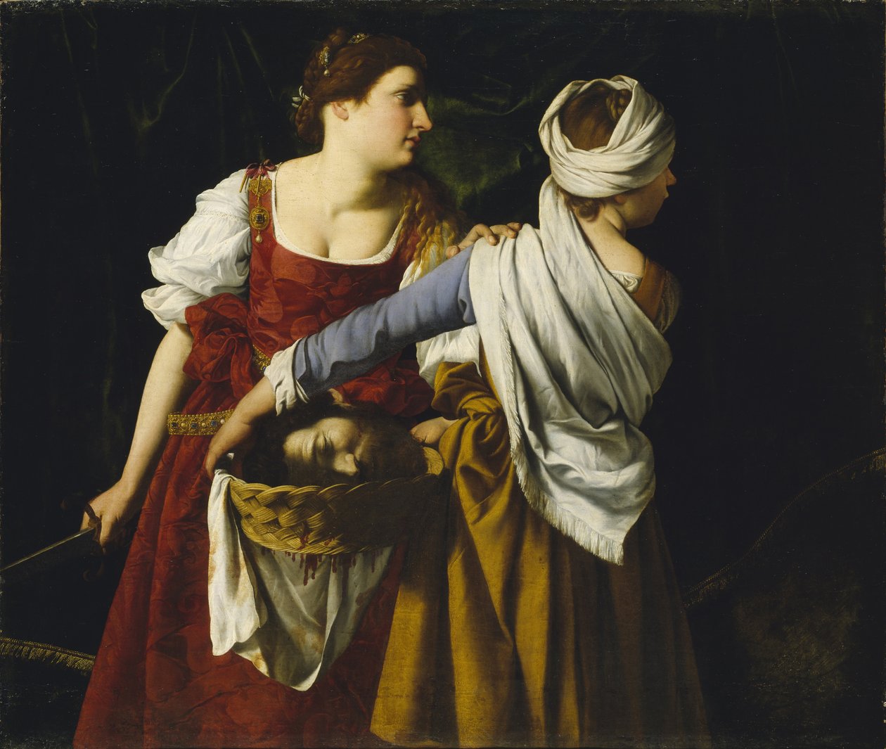 Judith och hennes tjänarinna med huvudet av Holofernes av Orazio Gentileschi