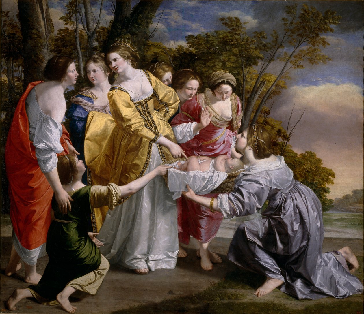 La decouverte de Moise - Fyndet av Moses - Målning av Orazio Gentileschi (1563-1638) av Orazio Gentileschi
