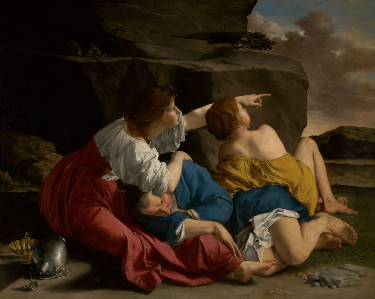 Lot and His Daughters, c.1622 (olja på duk) av Orazio Gentileschi