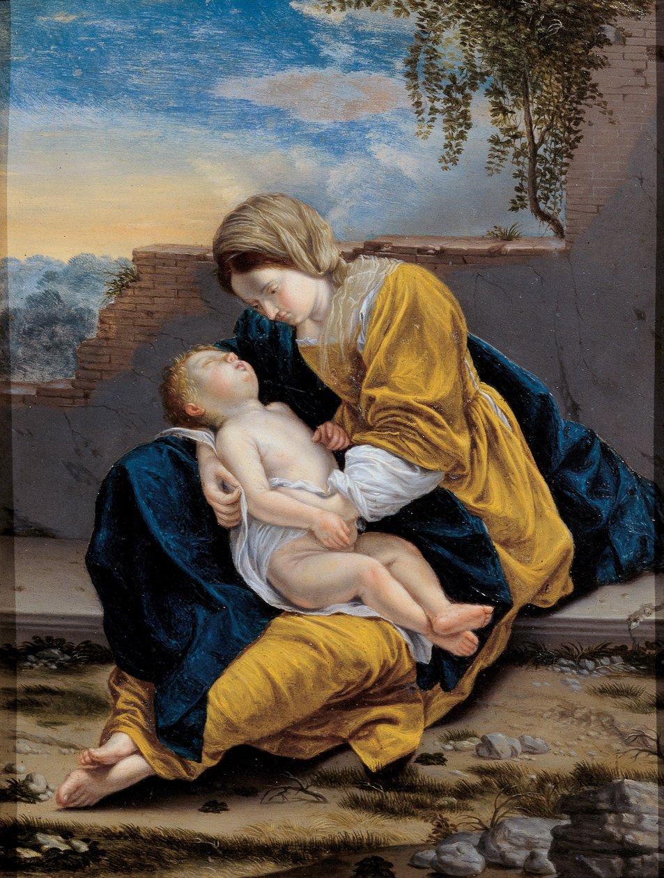 Madonna och barn i ett landskap, 1621-1624 av Orazio Gentileschi