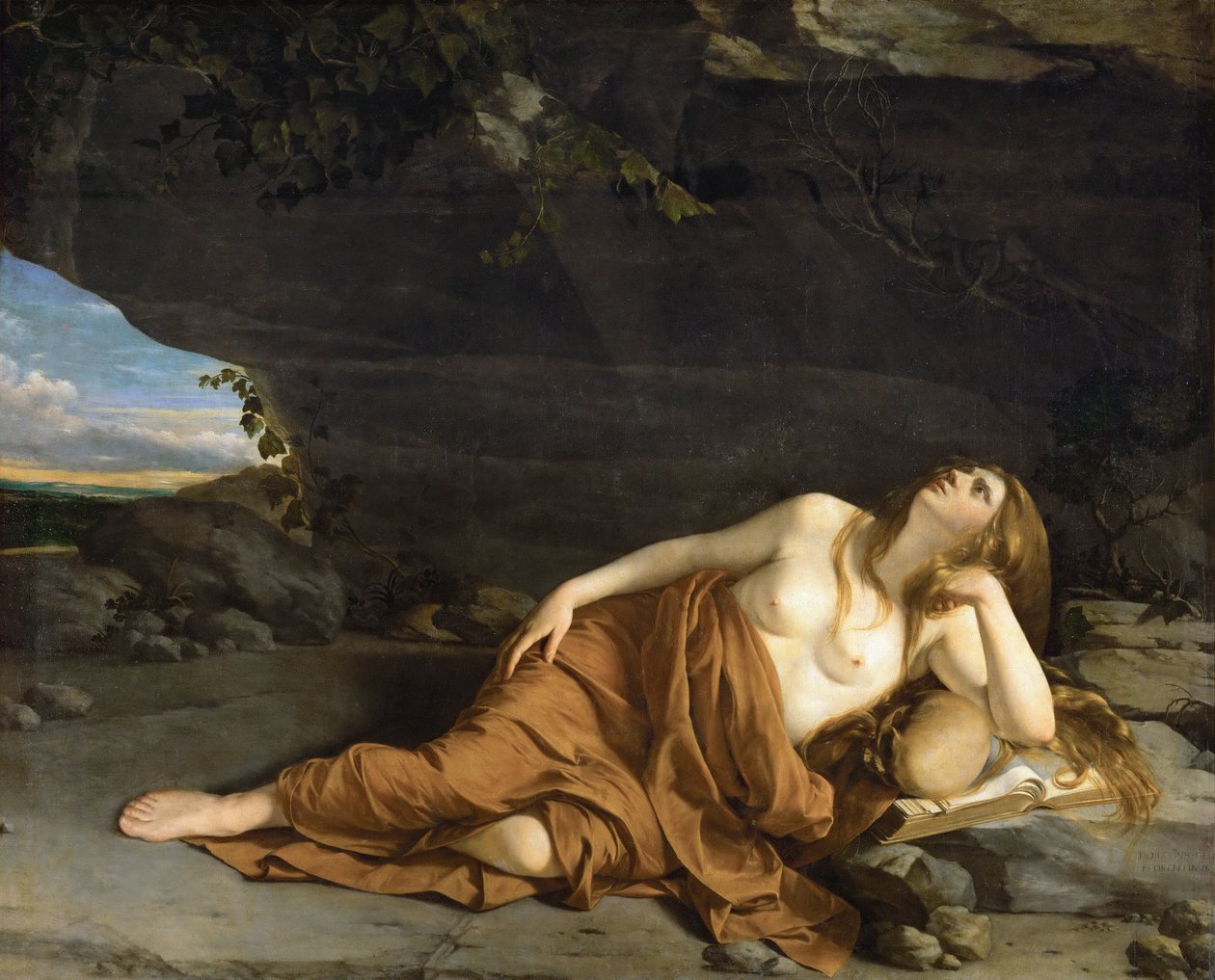 Marie Madeleine repentante - Ångerfulla Maria Magdalena - Orazio Gentileschi (1563-1638). Olja på duk, ca 1625. Mått : 163x208 cm. Konsthistoriska museet, Vienne av Orazio Gentileschi