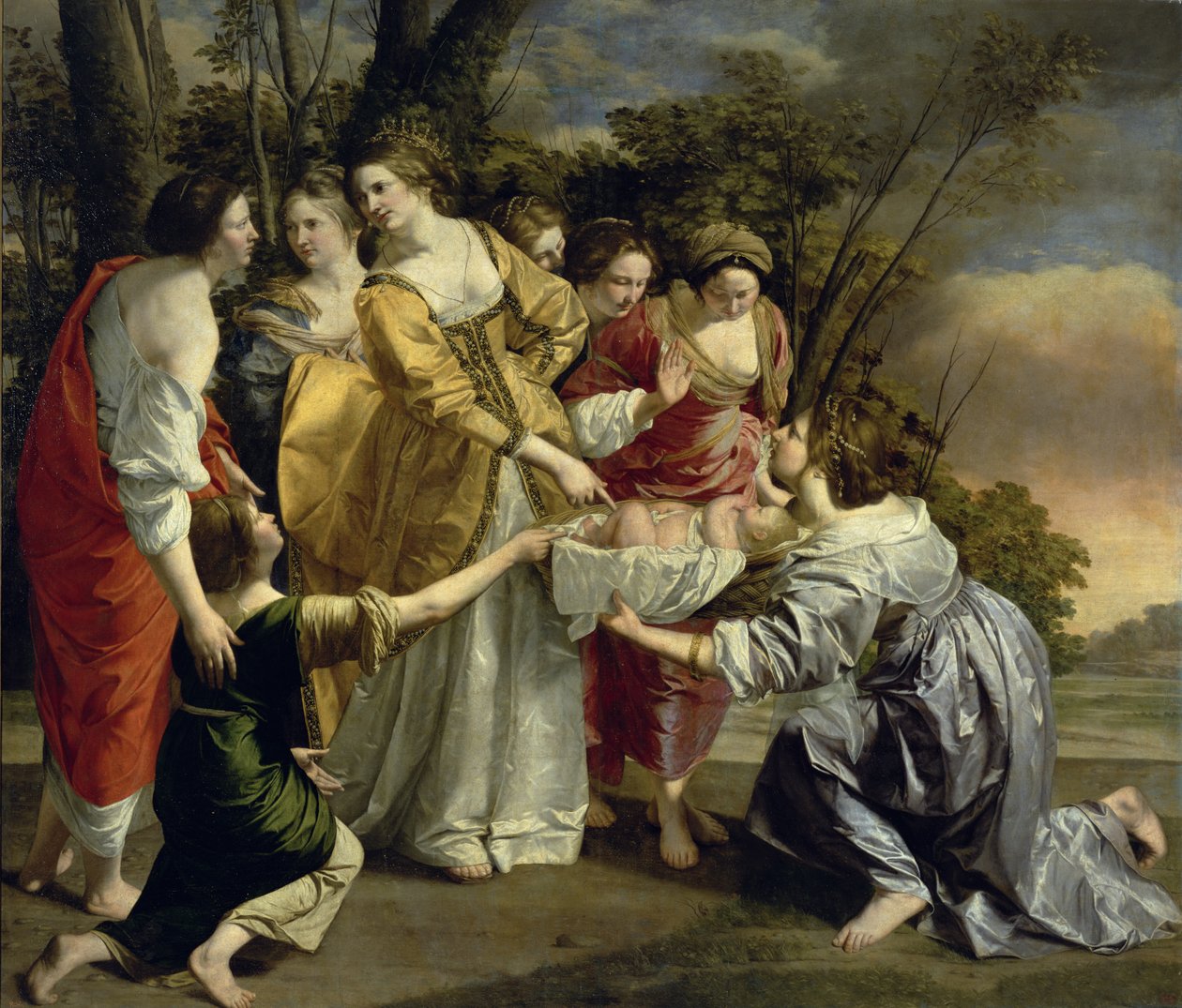 Moses räddad från Nilen, ca 1630 (olja på duk) av Orazio Gentileschi
