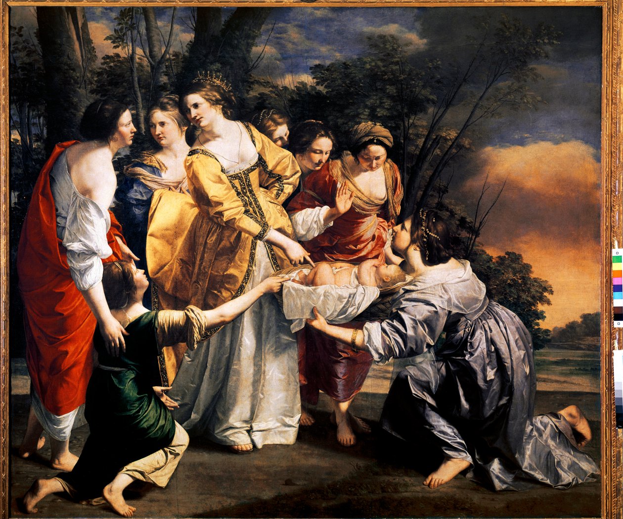 Moses räddar Nilens vatten (olja på duk av Orazio Gentileschi