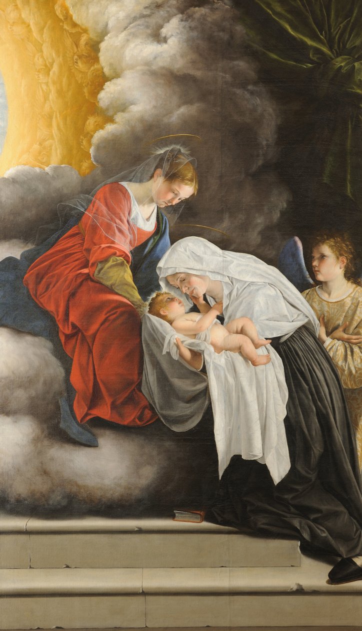 Jungfrun och barnet med Saint Frances of Rome, 1615-1618. av Orazio Gentileschi