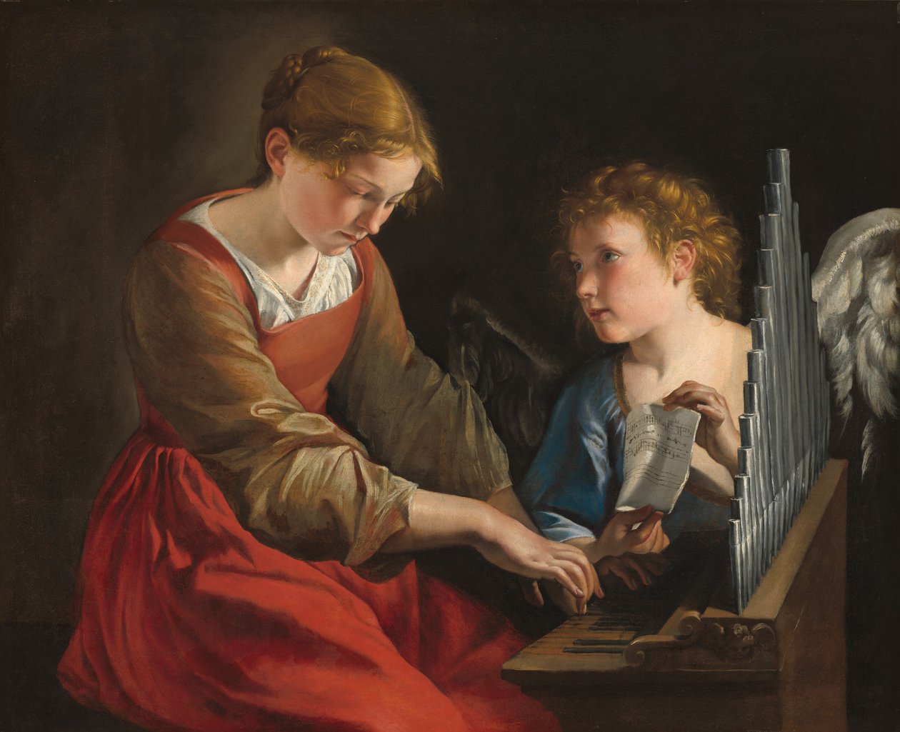 Den heliga Cecilia och en ängel av Orazio Gentileschi and Giovanni Lanfranco