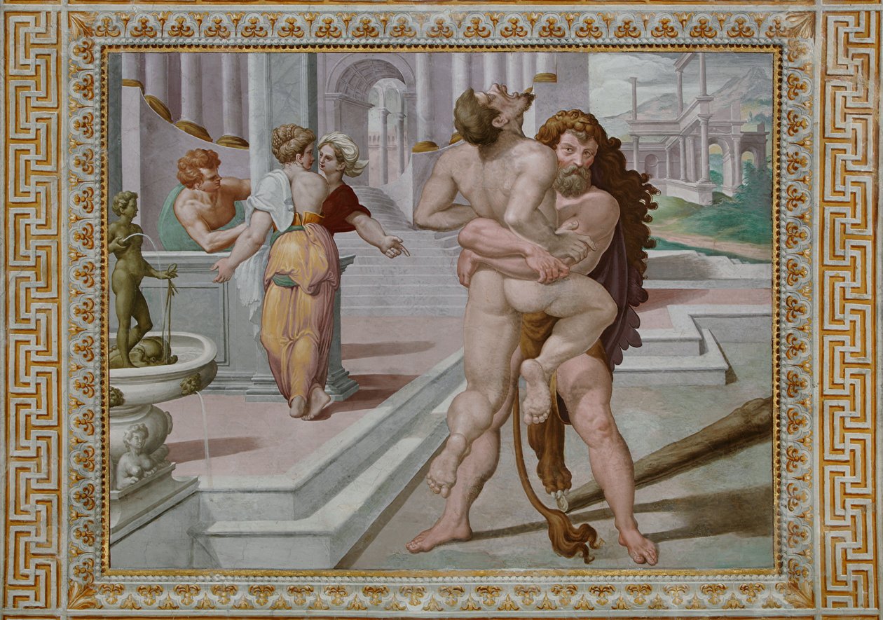 Hercules slåss mot Antaeus, detalj av Orazio Samacchini