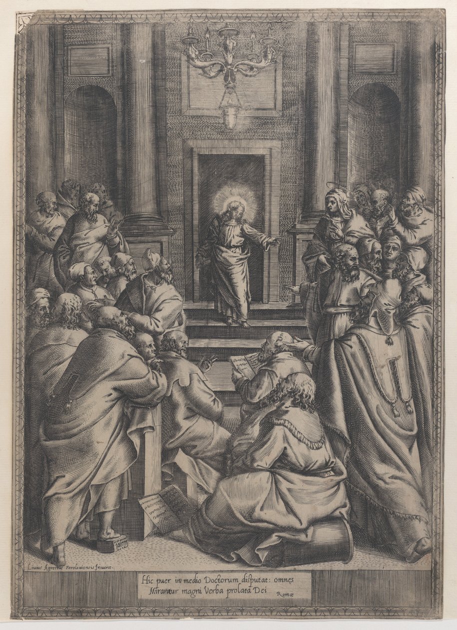Kristus disputerade i templet, 1568-77., 1568-77. av Orazio de Sanctis