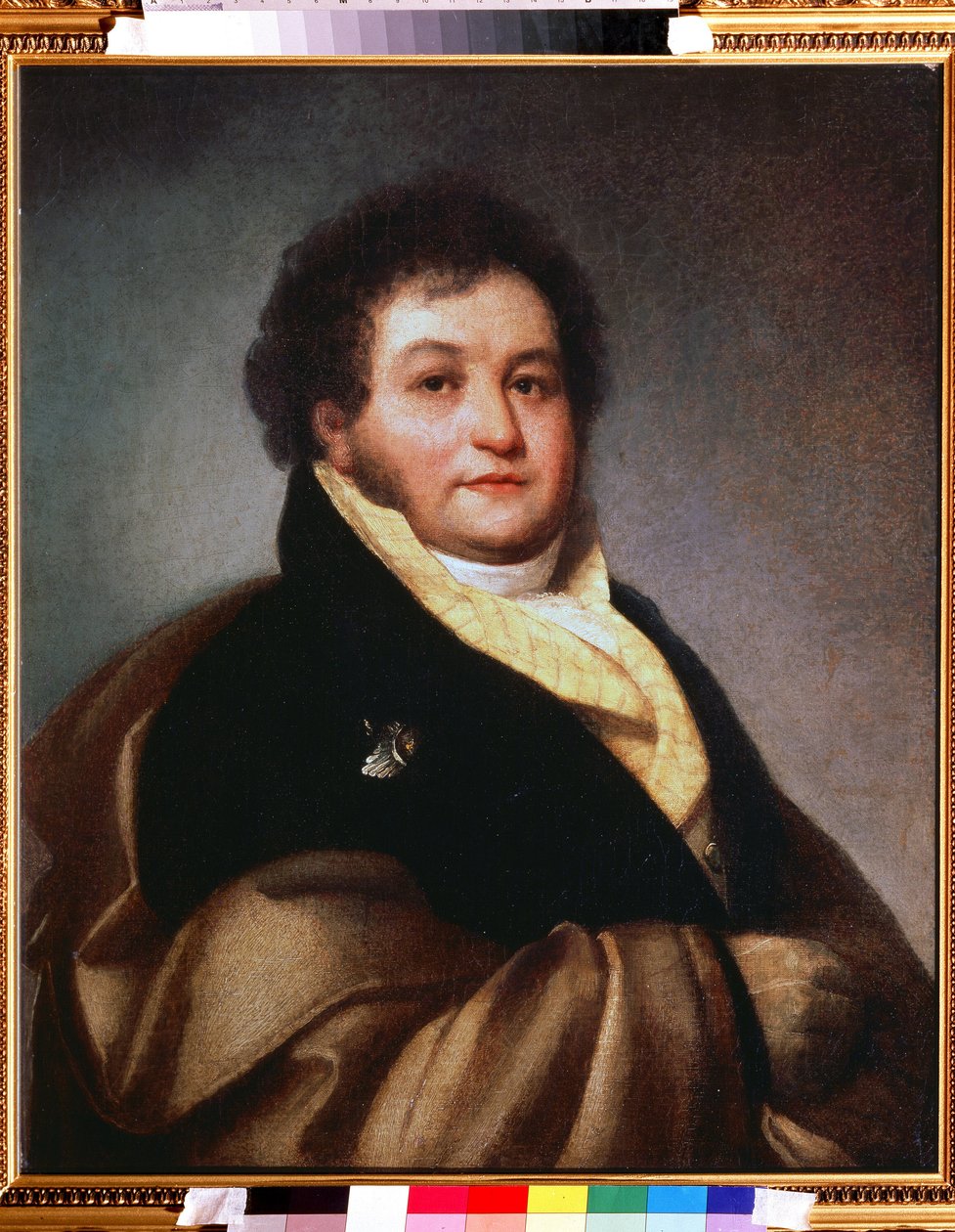 Porträtt av greve Vasili Musin-Pushkin-Bruce (Moussin Pouchkine Bruce) (1773-1836) (Porträtt av greve Vasili Musin Pushkin Brus). Målning av Oreste Adamovich Kiprensky (Kiprenski) (1782-1836), olja på duk av Orest Adamovich Kiprensky