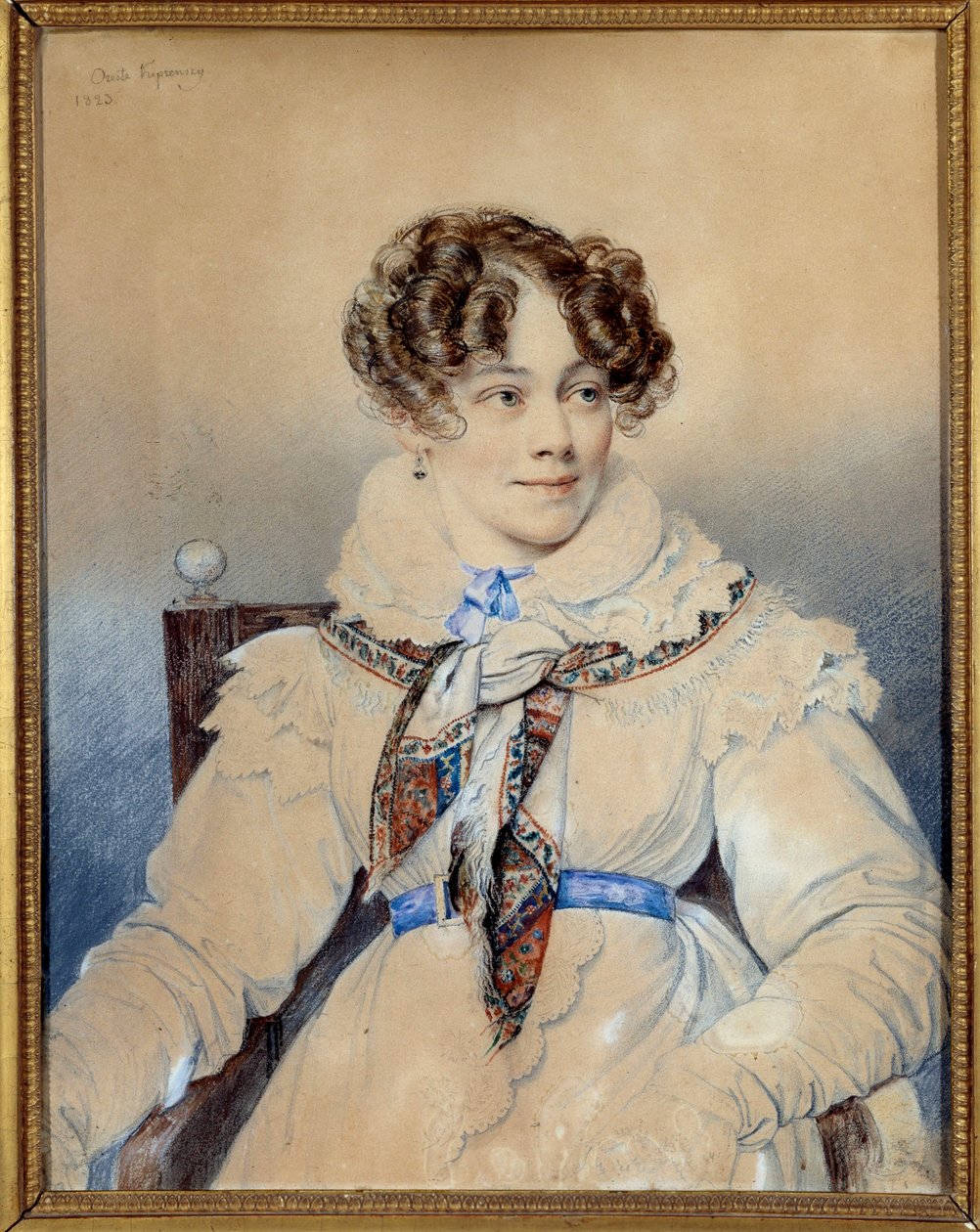 Porträtt av författaren Sophie Rostopchine (1799-1874), grevinnan av Segur Teckning av Orest Adamovich Kiprensky (Kiprenski) (1778-1836) av Orest Adamovich Kiprensky