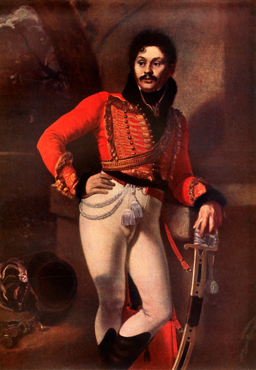 Porträtt av Denis Davydov, c1811, 1939. av Orest Adamovich Kiprensky